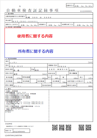 自動車検査証記録事項